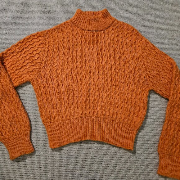 AMO Orange Sweater Medium M Alpaca Wool Blend FLAWS REPAIRED Casual Cozy - Picture 1 of 15